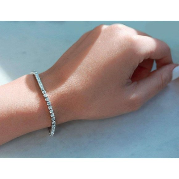 Moissanite Tennis Bracelet 5 2/5ct 10k White Gold - Picture 3 of 5